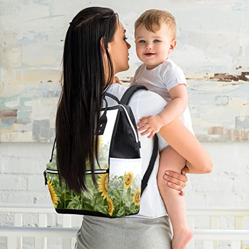 Чанти-тоут за памперси Sunflower, раница за мама, чанта за пелени с голям капацитет, пътна чанта за грижа за детето