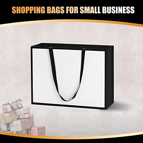 Големи Подаръчни торби с Дръжки,YACEYACE 20PCS 16 x6x12 Много Големи Черно-Бели Подарък Пакети Бели Подаръчни Пакети