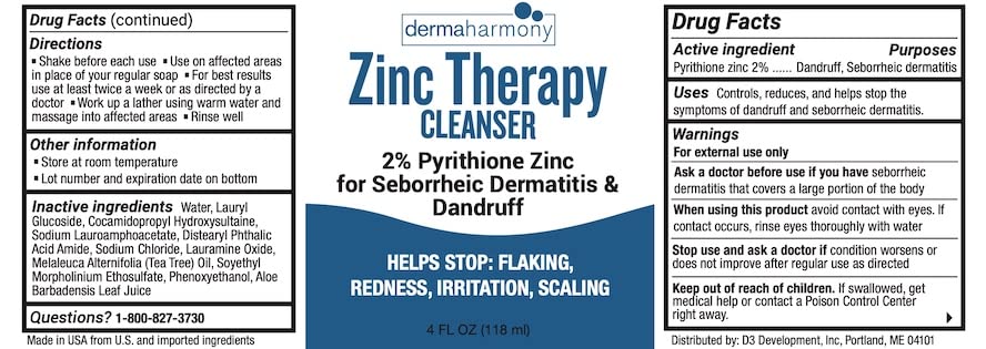 Dermaharmony 2% Пиритионцинковое (ZnP) Течно почистващо средство (без сапун), за миене на съдове (бутилки с обем 4 ет. унция)