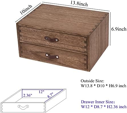 DDYURI Дървена Органайзер за работния плот с 2 чекмеджета Шкаф - Настолна кутия за съхранение на кухненски