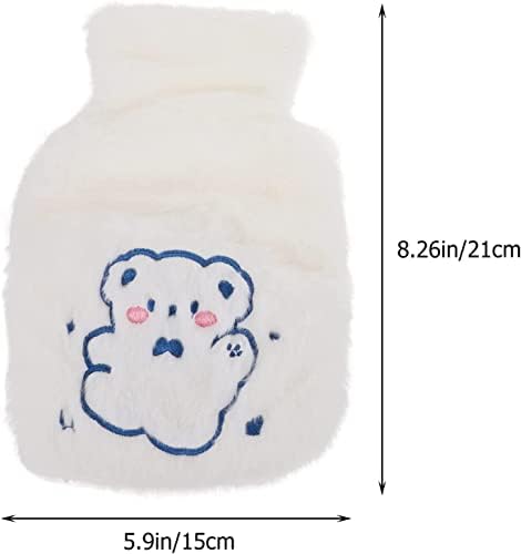 Бутилка за гореща вода SCAPH Гумена Бутилка за гореща или студена Вода с Анимационни Мек Флисовым Гумен Калъф чанта за Вода Бяла (Цвят: бял)