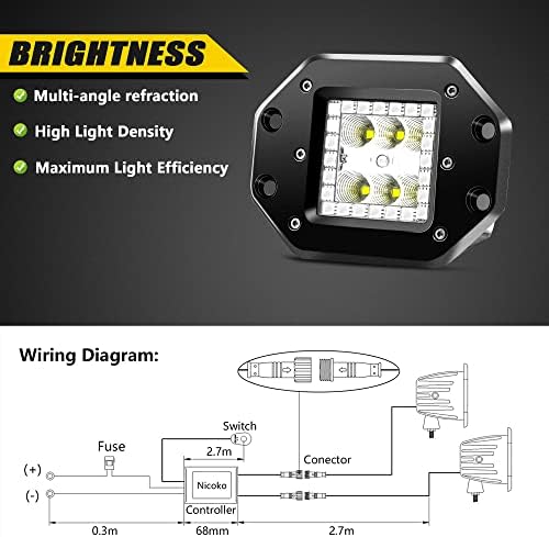 Nicoko Вълни Бели и RGB Шушулките Light 3 инча 18 W led Прожектор Светлини Противотуманная на Прожекторите с приложението