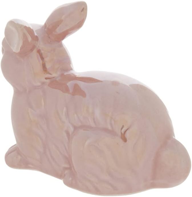 Керамична Фигурка Зайче Великден Pam's Glam Pink Ceramic - Розово Переливающийся Декор на Заек, с Размер
