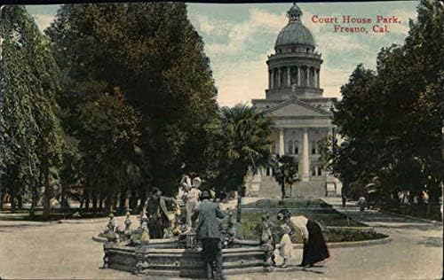 Корт Хаус Парк Фресно, Калифорния КАЛИФОРНИЯ Оригиналната Антични Картичка от 1914 г.