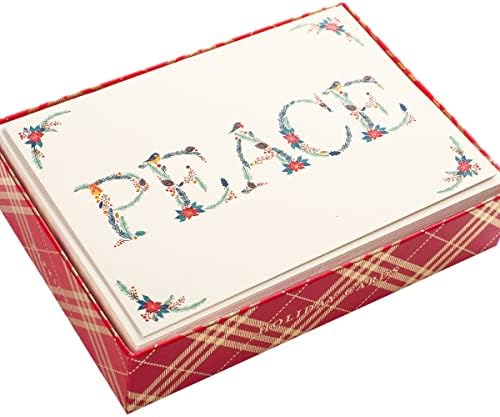 Празнични картички Graphique Peace птици в листата | Опаковки от 15 картички с Конвертами | Коледни писма | Блестящи акценти /, Определени в опаковка | 4,75 x 6,625