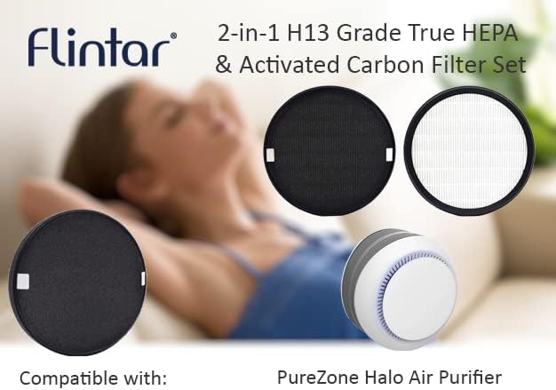 Заменяеми филтър Flintar Halo H13 True HEPA, съвместим с почистване на въздуха Pure Enrichment PureZone Halo PEAIRDSK (2