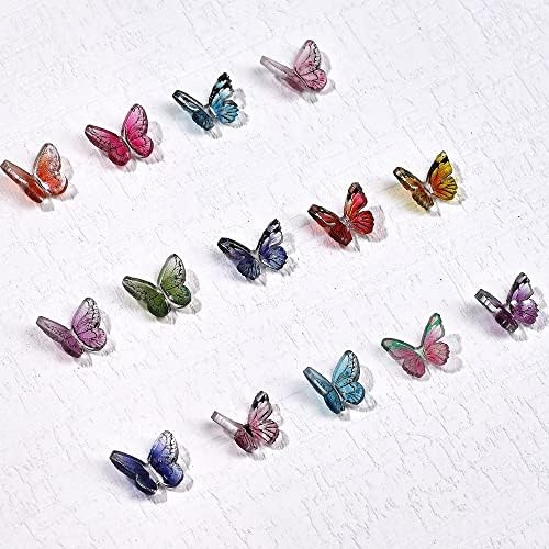 20PCS Акрилни Окачване за дизайн на ноктите с пеперуди, 3D Летящи Пеперуди, Имитация на Лъскавата Декорация