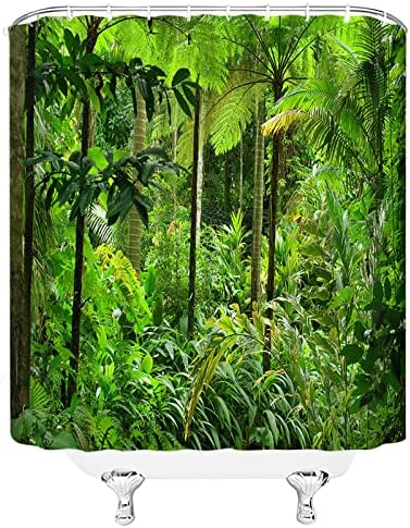 CCNSTMS Тропическа Гора Завеса За Душ Зелени Гори Природата Растение Лятна Джунгла от Дървета Дива Местност