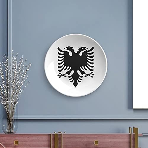 Флаг Албанского Величието на Керамични Декоративни Чинии от Костен Порцелан със Стойка, Висящи Украшения, Трапезария