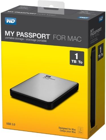 Преносим външен твърд диск WD 1TB Silver My Passport за Mac USB 3.0 - WDBLUZ0010BSL-NESN