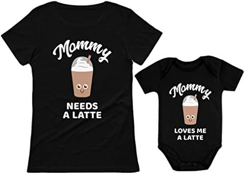 Забавен Комплект Тениски за мама и бебе Мама и аз с лате В тона На Ден на Майката