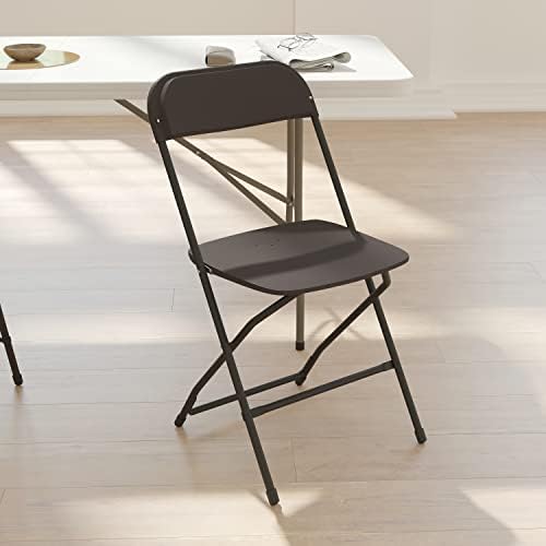 Пластмасов сгъваем стол от серията Flash Furniture Херкулес™ - Черно - Товароносимост от 650 паунда Удобен стол за провеждане