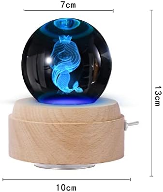 Музикалното Ковчег с 3D Хрустальным топка TreElf с прожекционната led подсветка и въртяща се дървена основа, най-Добрият