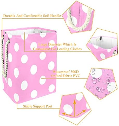 Unicey Dots Розово-Бяла Кошница за дрехи, Сгъваема Кошница за Съхранение на Детска кошница