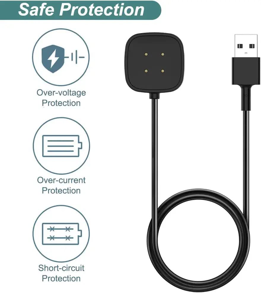 Зарядно устройство за смарт часа MIYIYQP за Fitbit Versa 3 и Fitbit Sense Преносимото USB-кабел за зареждане, докинг станция