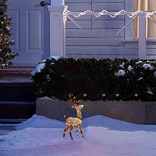 QBOMB Осветен Коледен Елен, Искрящи Елен с Полосатыми светлини, Декорация за Двор, Изкуствени Предварително подсвеченные