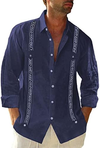 Мъжки ризи на Кубинската Гуаяберы в Мексикански Стил с Къс/Дълъг Ръкав, спално Бельо, Плажни Ризи с Копчета за Мъже