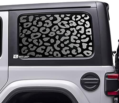 BOGAR TECH DESIGNS Предварително Изрязани етикети с участието на Леопардового Леопард На една Четвърт от задното странично стъкло, Съвместими с 4-вратата на Jeep Wrangler JL 2018-2022,