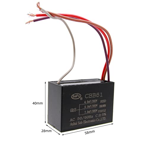 Кондензатор AKZYTUE CBB61 4,0 uf + 5 uf + 7 icf 350 Ac Вентилатор на Тавана 4 Тел 50/60 Hz, за да Стартирате Електрически