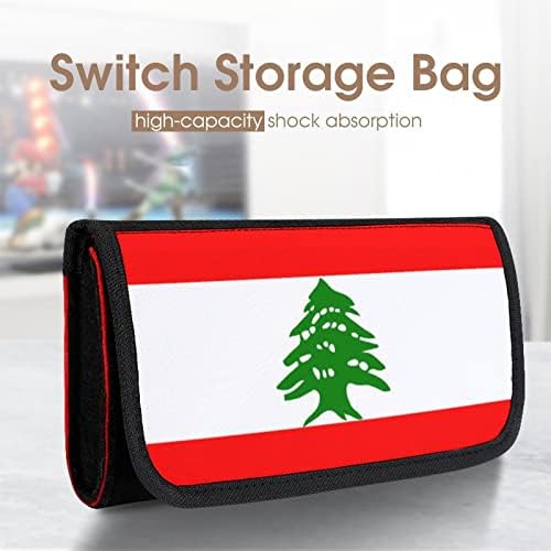 Калъф с Ливанским Флага за Носене Switch Преносима Чанта За Съхранение Защитен Калъф с 5 Слота за карти игра