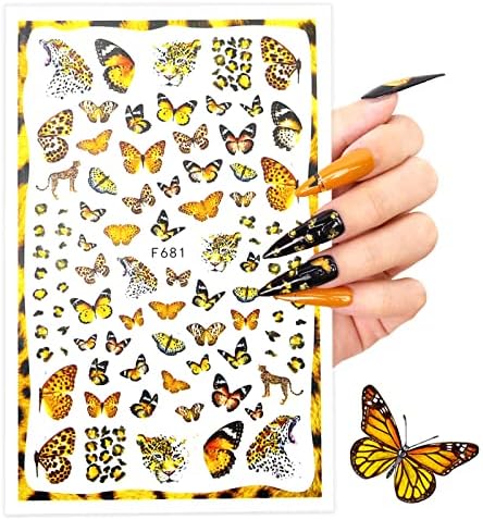 Етикети за дизайн на ноктите с пеперуди Ambesi, 10 Листа, 3D Самозалепващи Стикери За нокти, Цветен Интериор за нокти със