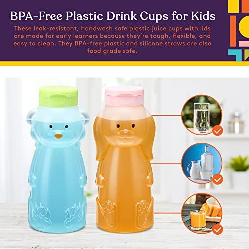 Специални аксесоари, Слама чаша с Медвежонком за Бебета, 4 опаковки, Забавен Детски напитка под формата на животно