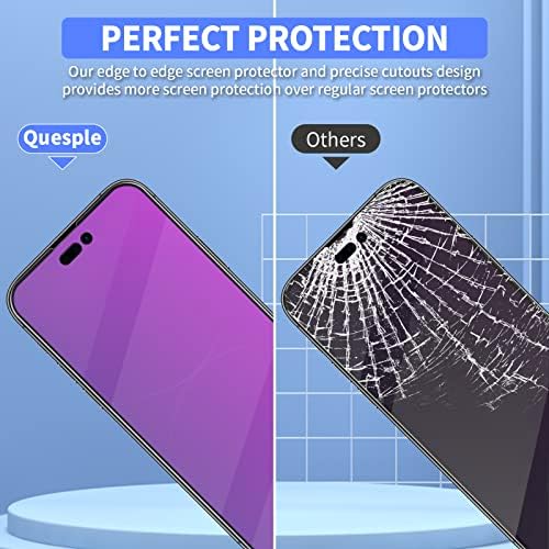 QUESPLE [2] Защитно фолио за екран за поверителност за iPhone 14 Pro (6,1 инча), Лилава Закалено стъкло за защита от надзъртане,