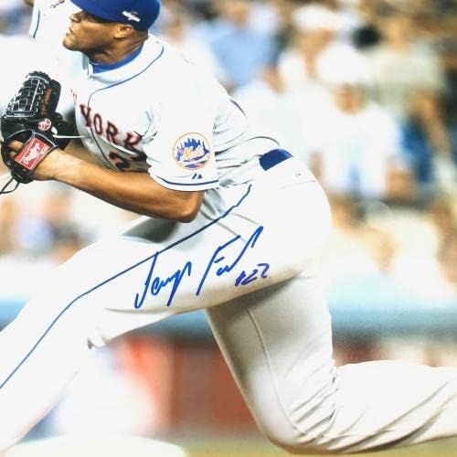 Снимка фанатици Ню Йорк Метс с автограф Jeurys Фамилия размер 16x20 - Снимки на MLB с автограф