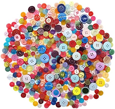 BLMHTWO 250 бр Разнообразни Копчета за Шиене Кръгли Разноцветни Копчета за Бродерия Разноцветни Копчета от Смола за Коледа Артистични Прояви на Детски Декоративни Изд?