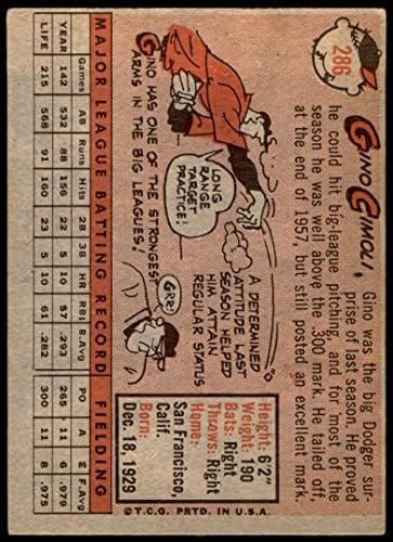 1958 Topps 286 Джино Чимоли Лос Анджелис Доджърс (Бейзбол карта) ДОБРИ Доджърс