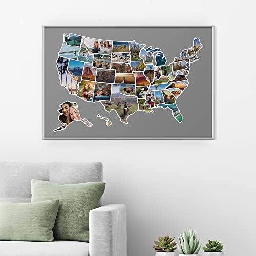 Photocard САЩ - Карта за пътуване по 50 щати - 24 x 36 - Перезаписываемая двупластова карта е Направена от гъвкав винил