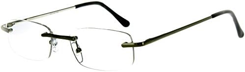 Тънки очила за четене Simplicity без рамки за мъже и Жени (Хром + 1,75)