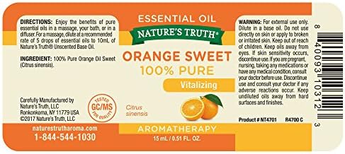 Етерично масло Nature's Truth Vitamins, Портокал, 0,51 течна унция (опаковка от 4 броя)