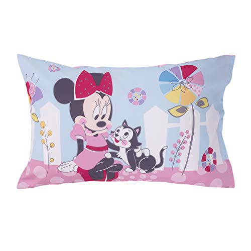Disney Minnie Mouse - Комплект спално бельо Minnie in Pink за деца от 4 теми - Одеяло, Двустранен Калъфка за възглавница, Чаршаф, с Плосък покрив и Облегающая Долен Чаршаф, Розово, Ак?