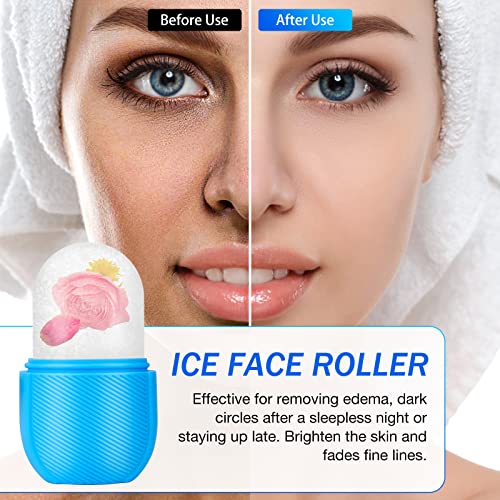 Ледена валяк за лице - Форма за лед за лице и очи, Снимающая Подпухналостта и Осветляющая кожата, за многократна употреба Силикон Козметичен инструмент, Подарък за ?