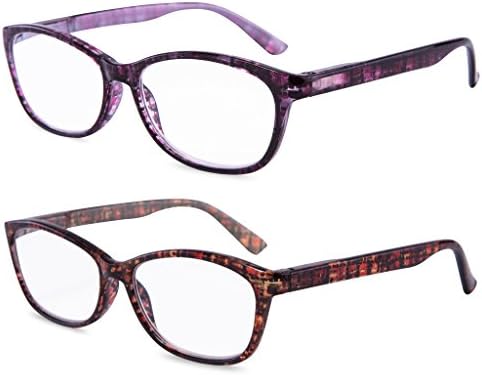 EYEGUARD 2 чифта очила за четене за жени, ултра прозрачни очила за четене на пролетта панти + 2,75