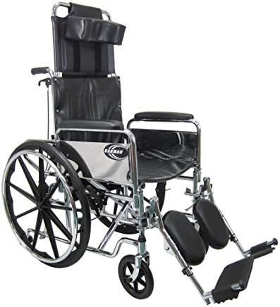 Karman Healthcare KN-880-E Лека Откидывающаяся инвалидна количка с тегло 50 килограма с Подвижни хромирани традиционни опори за крака, седалка 18 x 16 инча