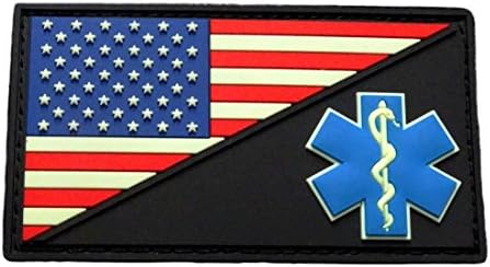 EMT Флаг на САЩ Медик EMS Фелдшер PVC Гума Кука Кръпка (PVM1-Светещи на тъмно)