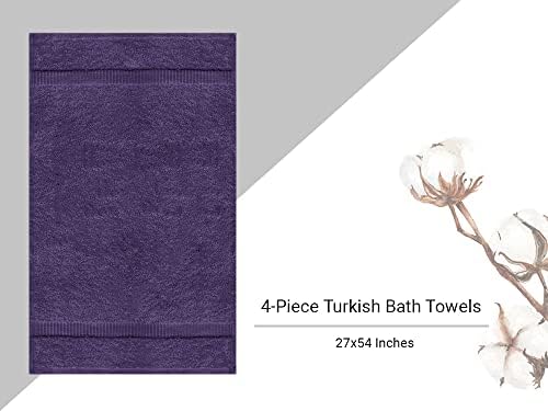 Кърпи Bazaar от турски памук Премиум-клас, сверхмягкие и Абсорбиращи (Кърпи за баня от 4 части, сливово лилаво)