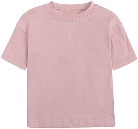 Тениски за момичета от 2 години За деца, обикновена основни тениски за по-малките момчета и момичета с къс ръкав и кръгло деколте (розово + бяло + хакове, в продължени?