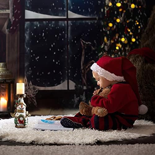 Коледни Свещници От Смола - Декоративен Свещник Дядо Коледа и Снежен човек, Коледни Настолни Украса за дома,