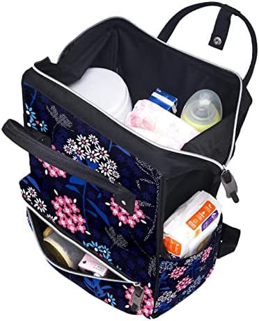 Чанта за Пелени с Абстрактни Цветя Модел, Раница, Чанта За Смяна на Бебешки Памперси, богат на функции Пътна Чанта с Голям Капацитет