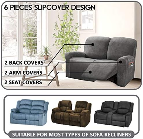 Калъф за дивана ULTICOR с флип от облегалка, 48 - 65 L, 6 кадифени еластични покривала за дивани с флип от