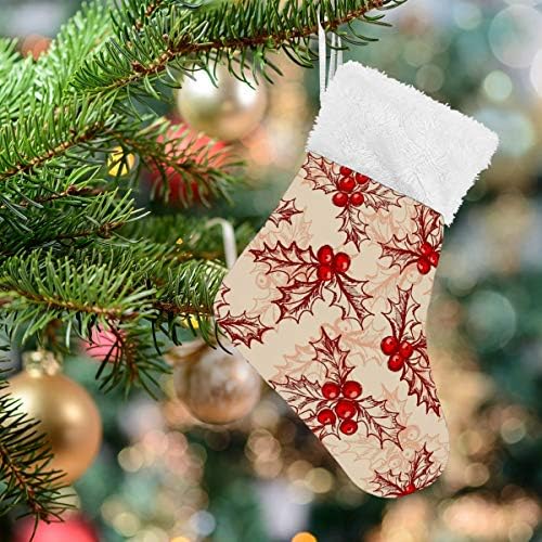 Коледни Чорапи ALAZA, Зимни и Коледни Холи Бери, Класически Персонализирани Малки Чулочные Украса за Семейни празници, Определени