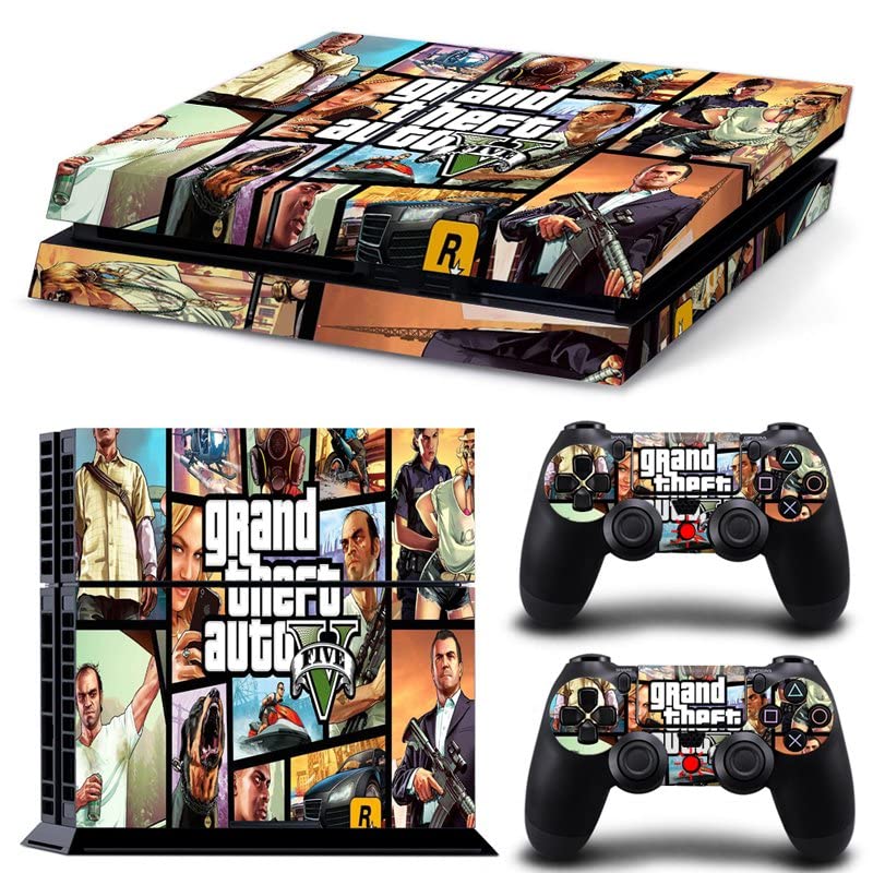 Играта Grand GTA Кражба и Стикер на кожата BAuto PS4 или PS5 за конзолата PlayStation 4 или 5 и 2 Контролери Vinyl