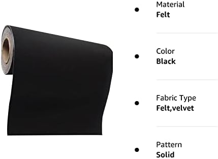 Самоклеящийся velvet флокированный подложка за кутия за бижута, тъканно филм за бродерия, 15.8 на x 158 (черен)