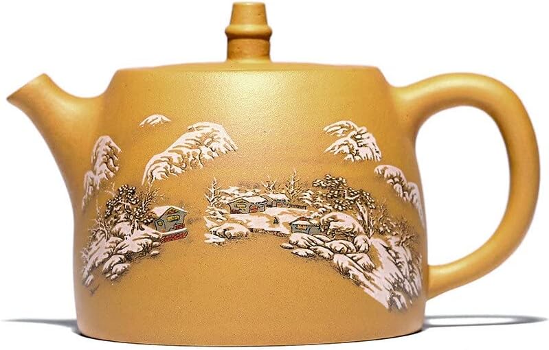 Пот от кал Лилава глина Златно сечение, Изцяло ръчно декориран, 500 мл, Чайник Голям Капацитет Zisha Yixing, Посуда за напитки
