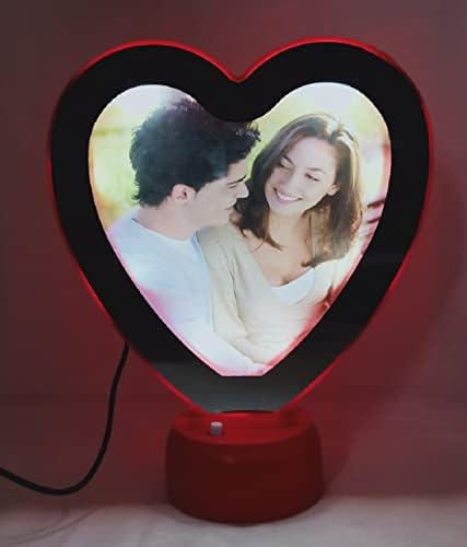 CreateByYou Десктоп закопчалка във формата на Сърце Magic Mirror Фоторамка (Розова) в рамка
