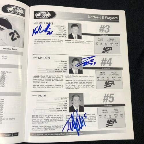 2005-06 Екип NTDP САЩ Подписа на Игрова програма Патрик Кейн Early Signature JSA COA - Списания НХЛ с автограф