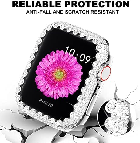 WANLISS 2 опаковката е Блестящ, Завързана калъф, Съвместим с корпус Apple Watch 41 мм Series 7, Защитен калъф